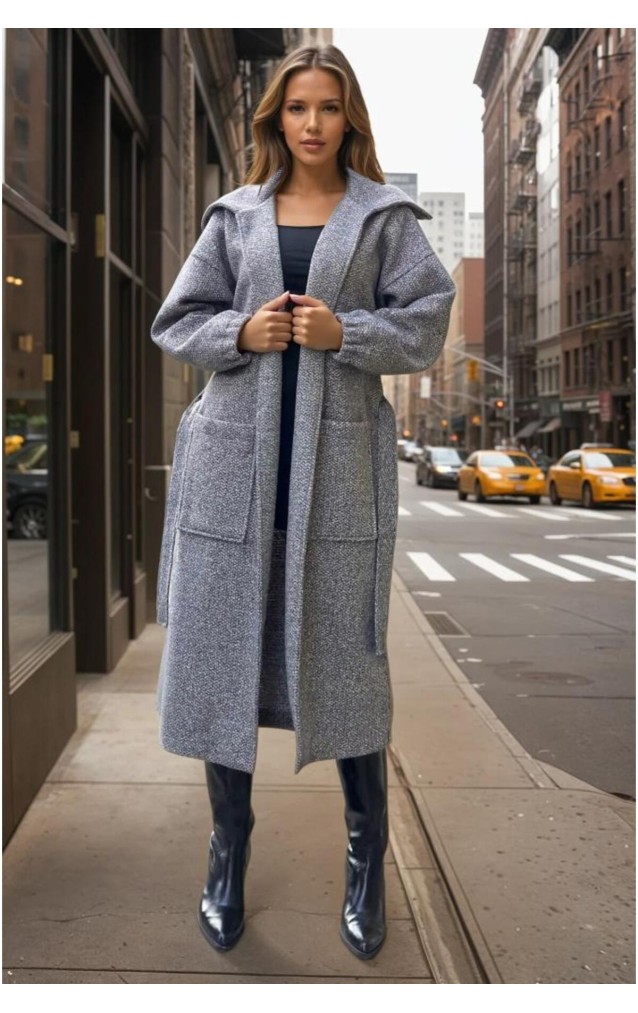 Pasaklı Giyim Balon Kol Örgü Kaban 3661726 Antrasit