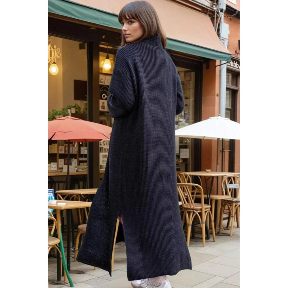 Pasaklı Giyim Pasaklı Giyim Kadın Tarz Tasarım Triko Panço Elbise siyah - Premium Kadın Giyim