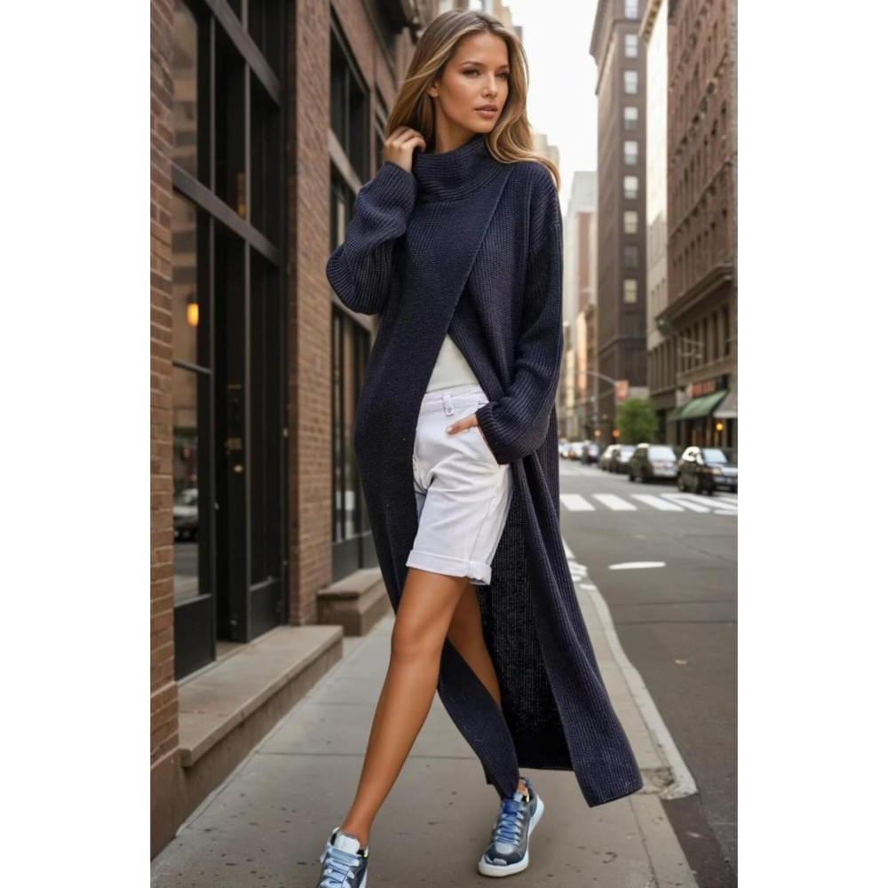 Pasaklı Giyim Pasaklı Giyim Kadın Tarz Tasarım Triko Panço Elbise siyah - Premium Kadın Giyim