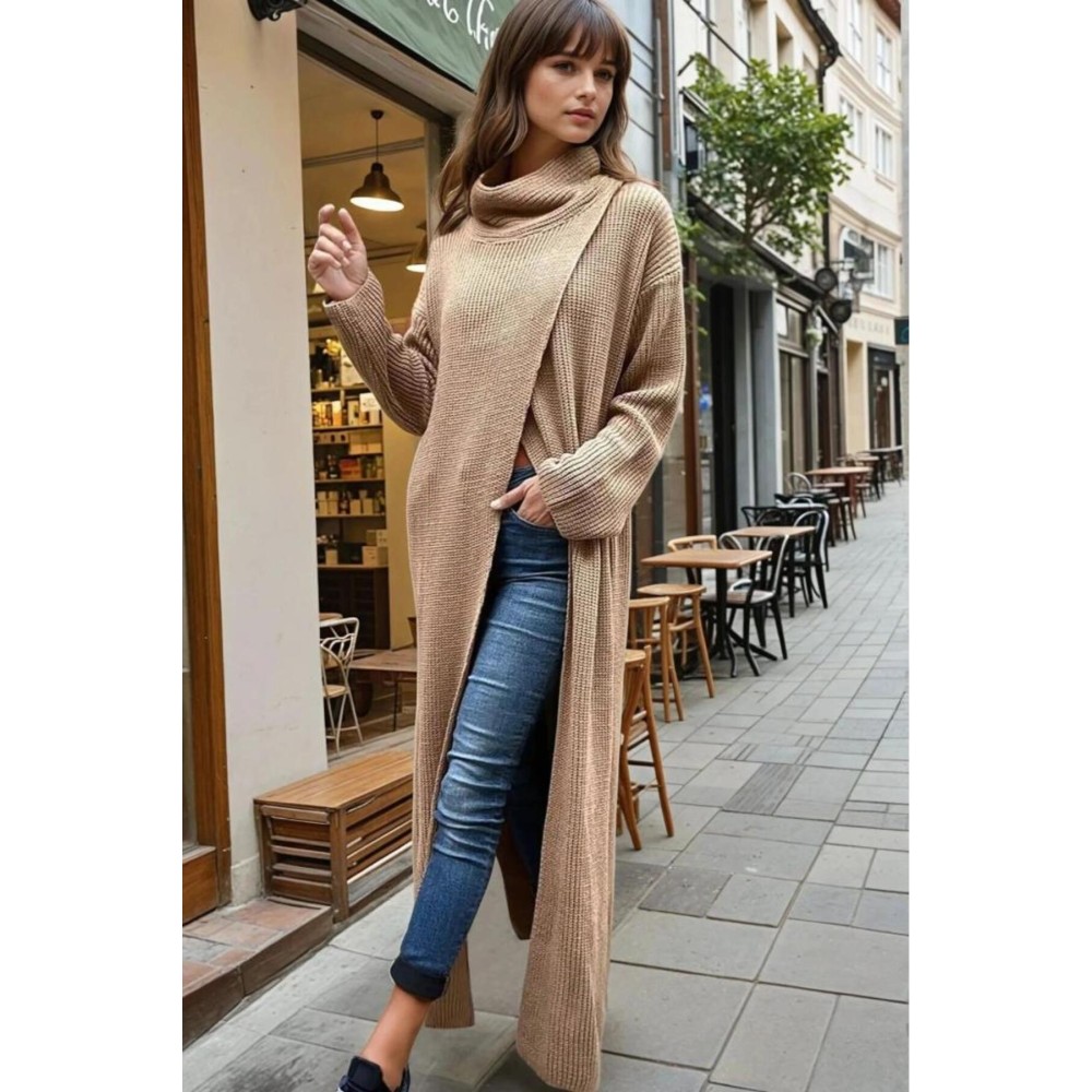 Pasaklı Giyim Pasaklı Giyim Kadın Tarz Tasarım Triko Panço Elbise Bakır - Premium Kadın Giyim