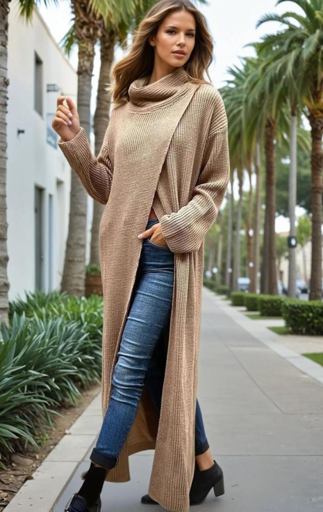 Pasaklı Giyim Kadın Tarz Tasarım Triko Panço Elbise CCK9507380 Bakır