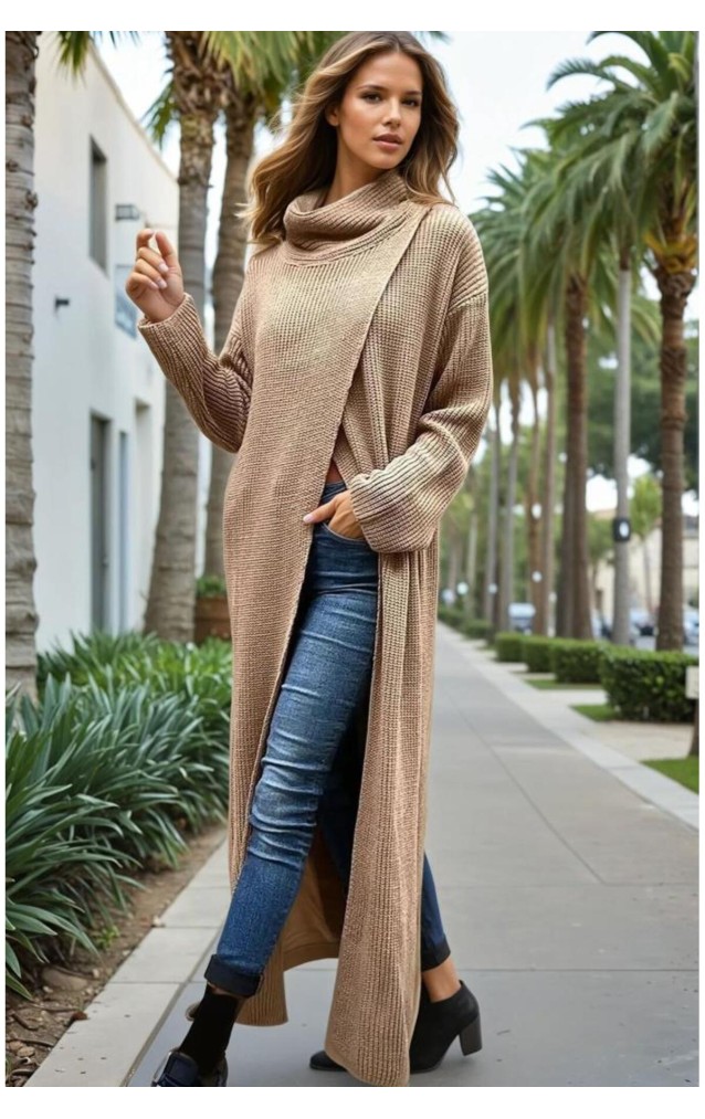 Pasaklı Giyim Kadın Tarz Tasarım Triko Panço Elbise CCK9507380 Bakır