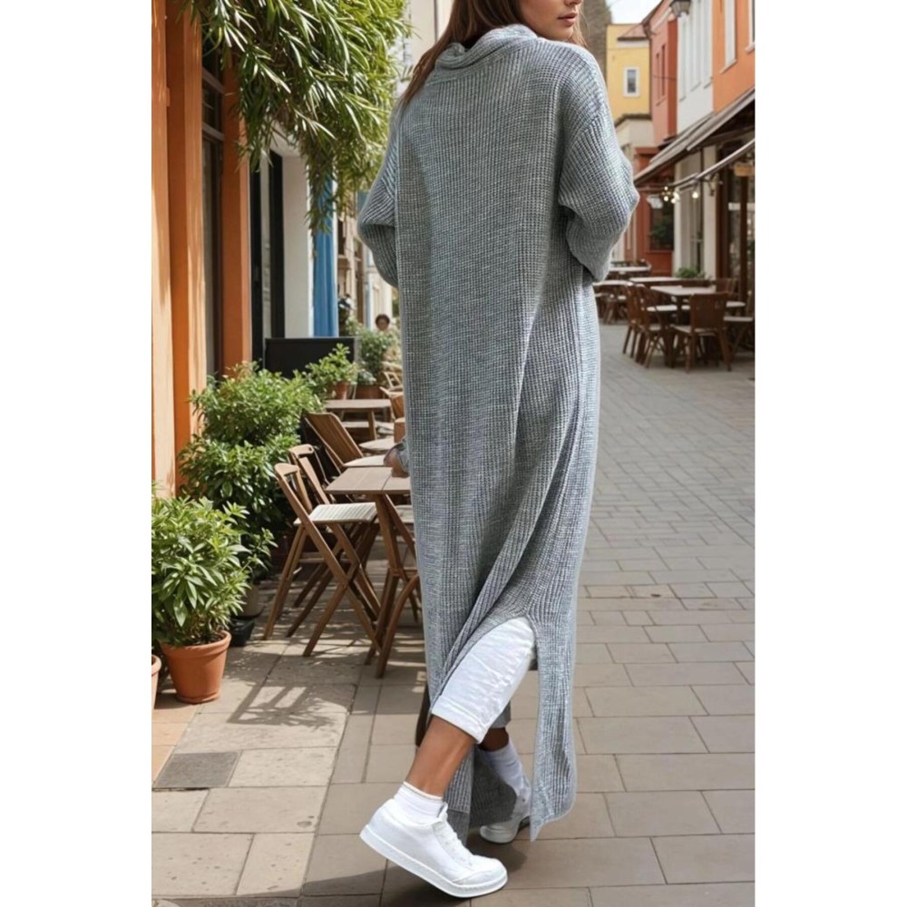 Pasaklı Giyim Pasaklı Giyim Kadın Panço Özel Tasarım Triko Panço Elbise Gri - Premium Kadın Giyim