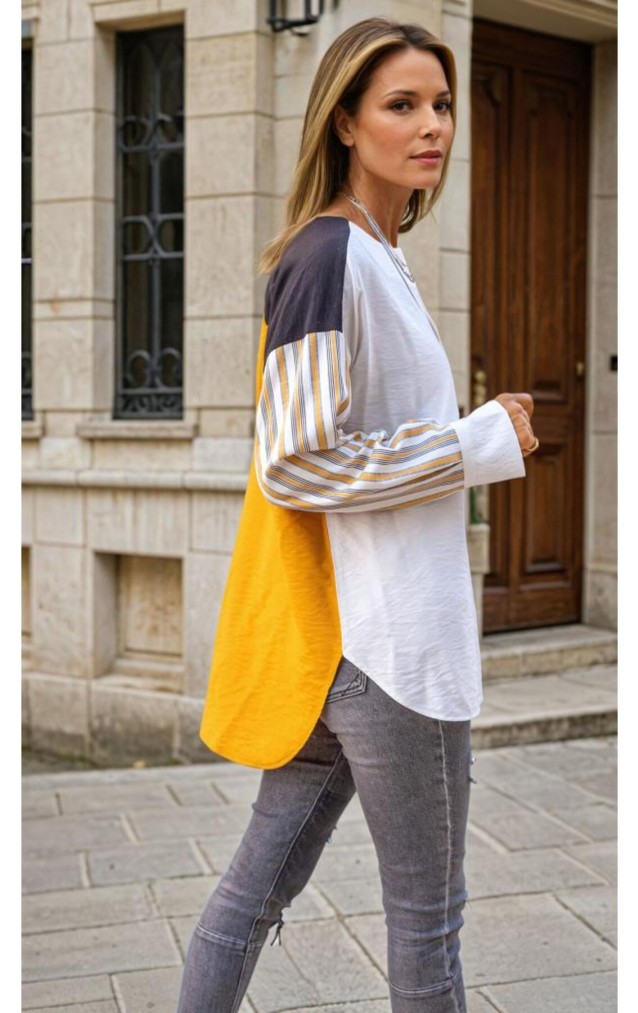 Pasaklı Giyim Kadın Uzun Kollu Oval Kesim Garnili Tunik 3314275 Hardal