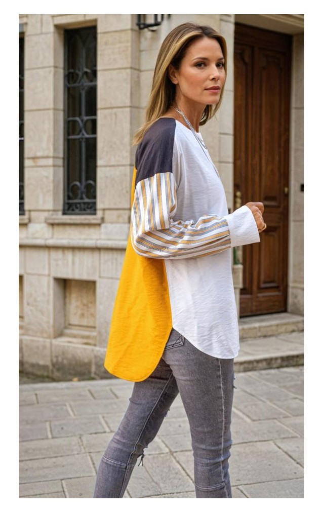 Pasaklı Giyim Kadın Uzun Kollu Oval Kesim Garnili Tunik 3314275 Hardal