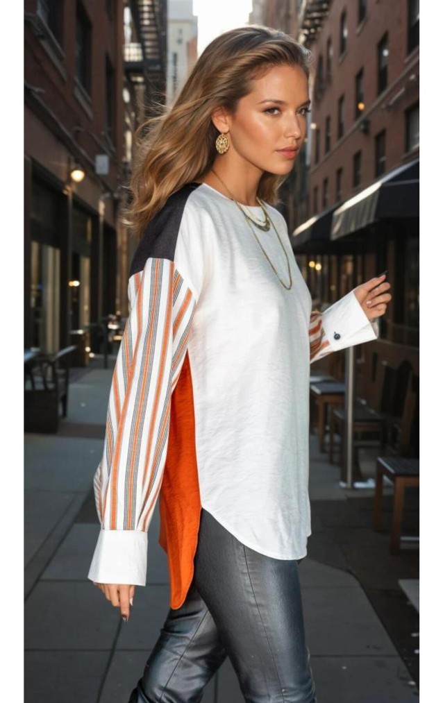 Pasaklı Giyim Kadın Uzun Kollu Oval Kesim Garnili Tunik 3314275 Kiremit