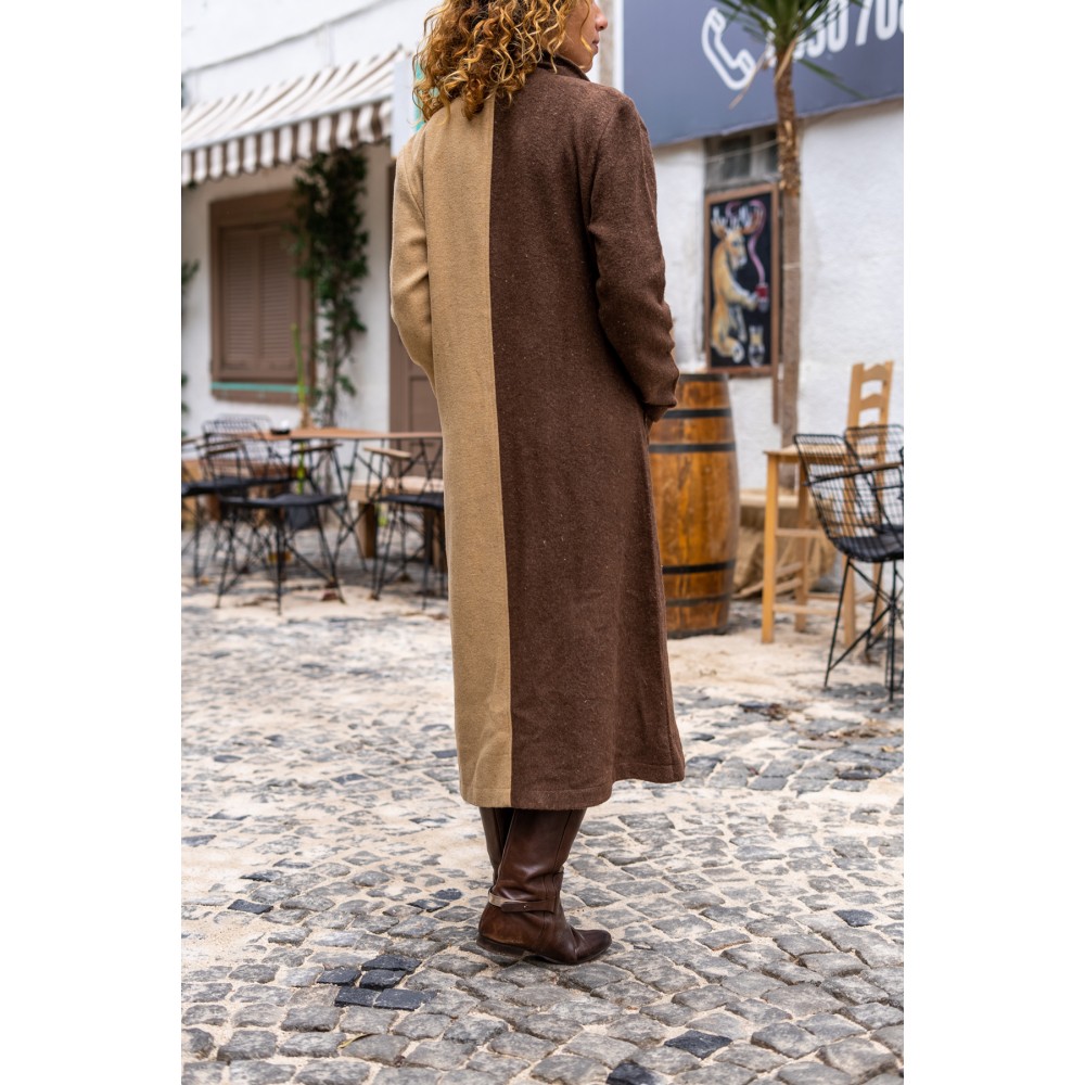 Pasaklı Giyim Pasaklı Giyim Kadın İki Renkli Kaşe Kaban - Premium Kadın Giyim