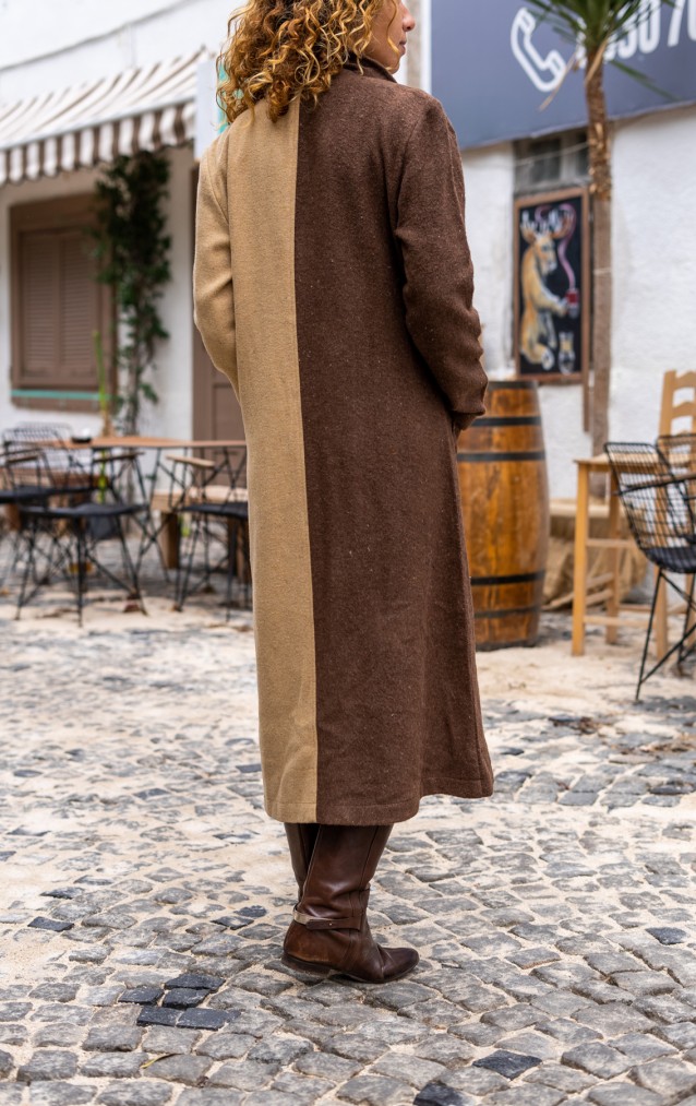 Pasaklı Giyim Kadın İki Renkli Kaşe Kaban 3320341