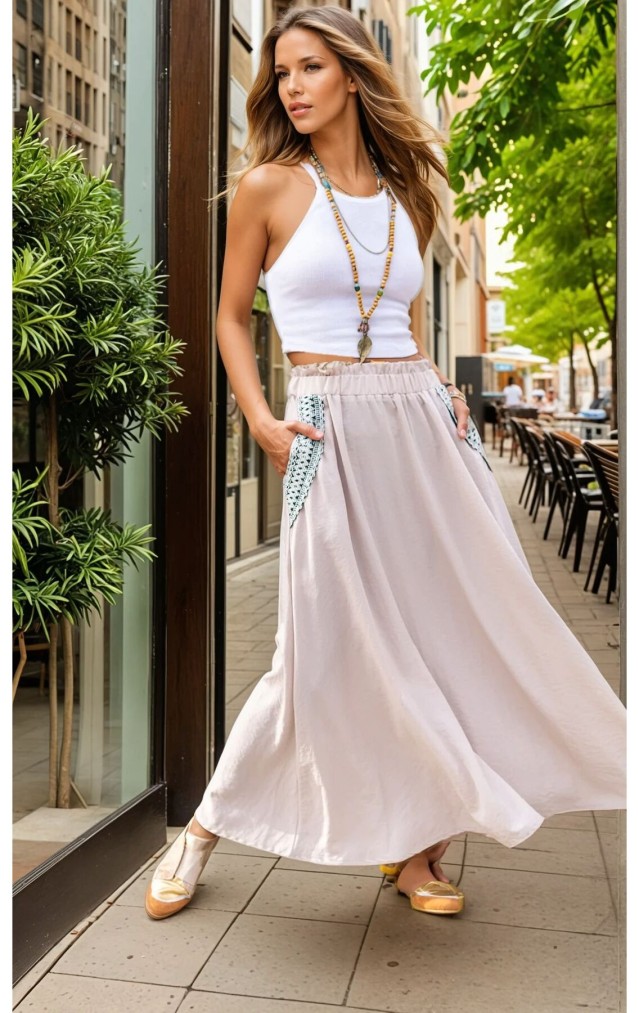 Pasaklı Giyim Kadın Kiloş Etek Hasır Cep 3389308 Taş