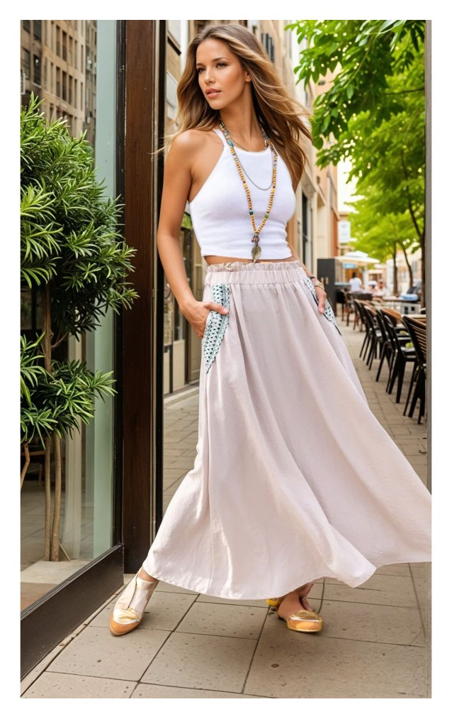 Pasaklı Giyim Kadın Kiloş Etek Hasır Cep 3389308 Taş