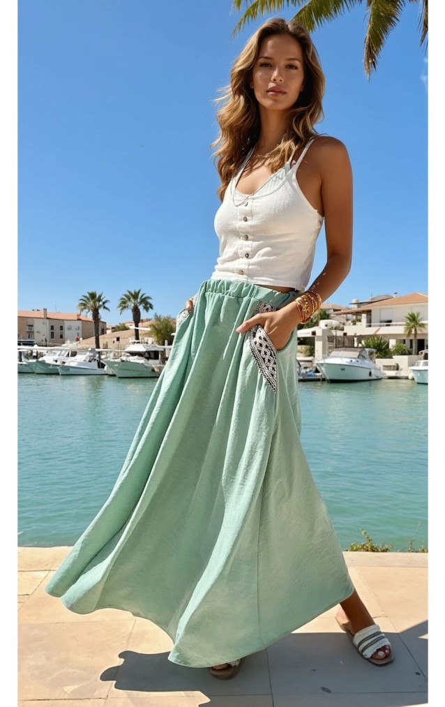 Pasaklı Giyim Kadın Kiloş Etek Hasır Cep 3389308 Mint