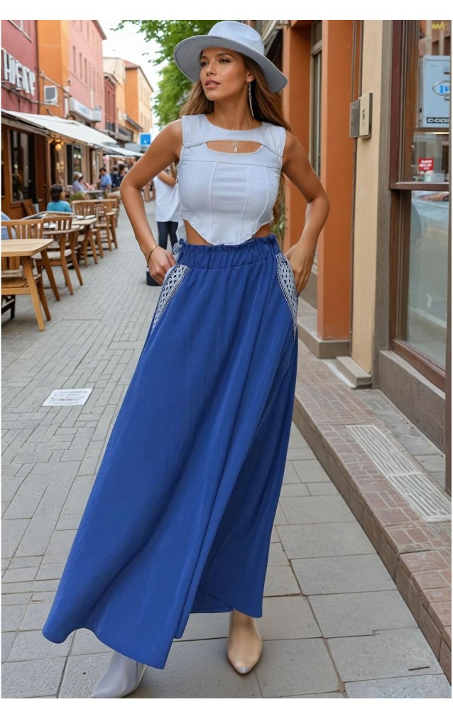 Pasaklı Giyim Kadın Kiloş Etek Hasır Cep 3389308 İndigo