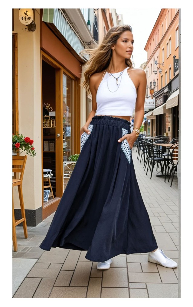 Pasaklı Giyim Kadın Kiloş Etek Hasır Cep 3389308 Siyah