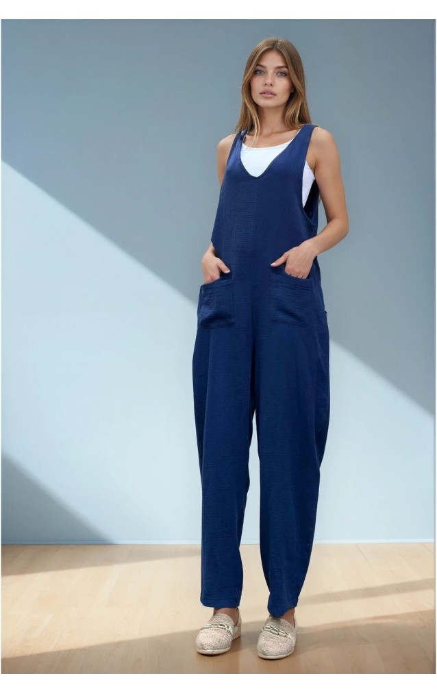 Pasaklı Giyim Kadın %100 Pamuk Müslin Tulum 3613460 Lacivert