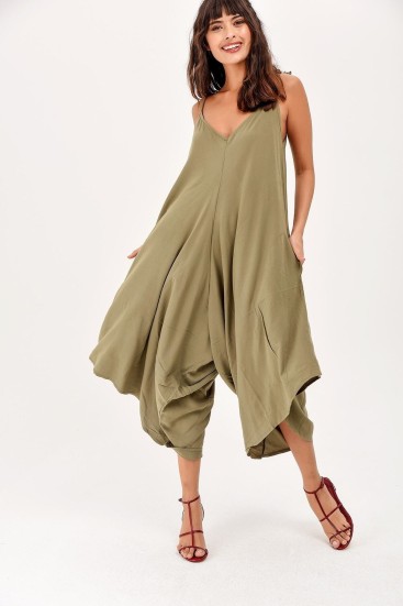 Pasaklı Giyim Kadın Viskon Pantolon Etek Tulum H5002308 Haki