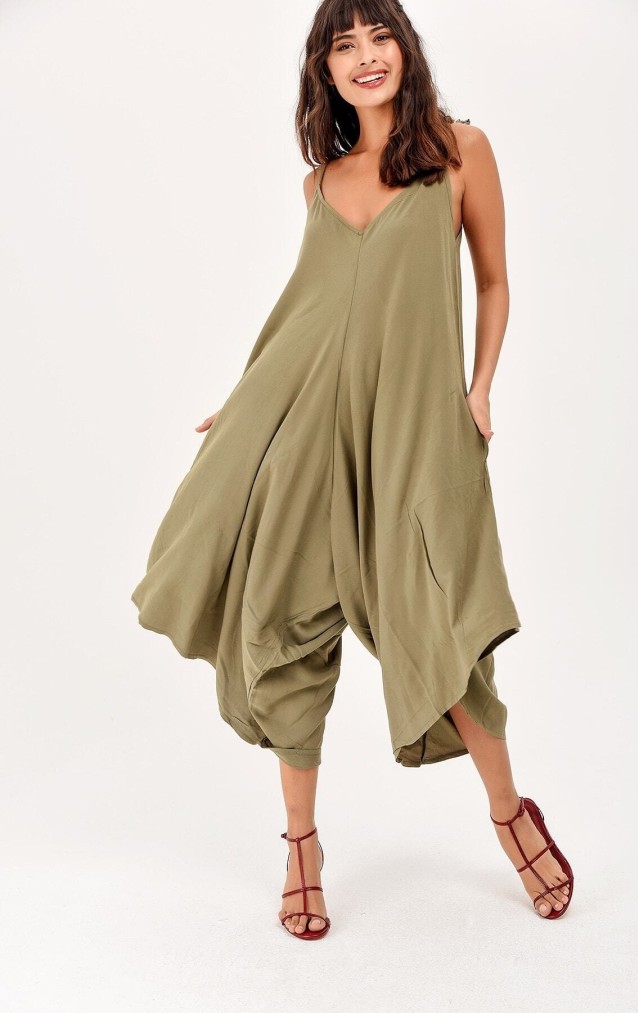 Pasaklı Giyim Kadın Viskon Pantolon Etek Tulum H5002308 Haki