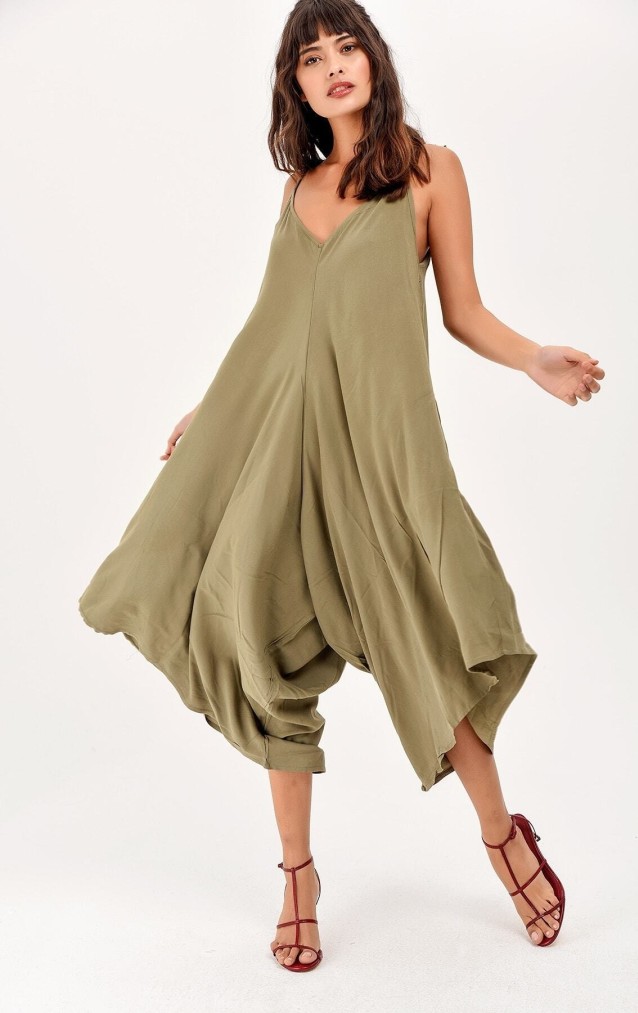 Pasaklı Giyim Kadın Viskon Pantolon Etek Tulum H5002308 Haki