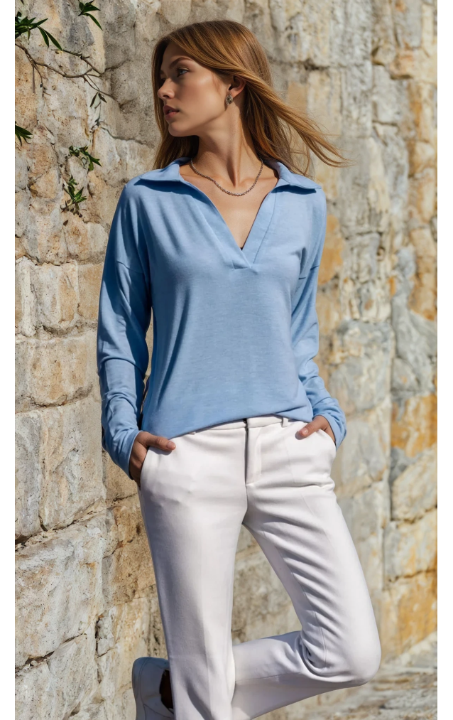 Pasaklı Giyim Kadın Polo Yaka Keten Bluz 2940187 Bebemavi