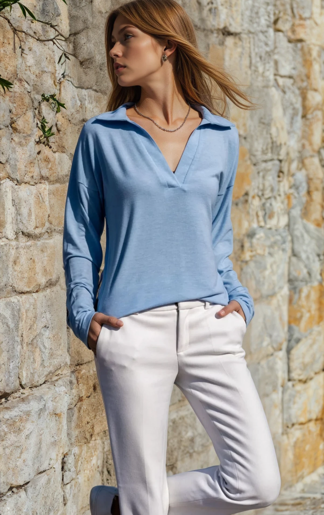 Pasaklı Giyim Kadın Polo Yaka Keten Bluz 2940187 Bebemavi