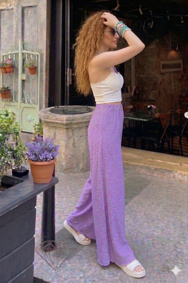 Pasaklı Giyim Beli Lastikli Tensel Kumaş Pantolon 3391341 Lila